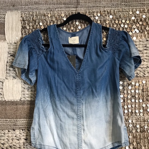 NWT Tina & Jo dip-dyed chambray top XS Anthro - Picture 3 of 4